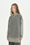 Knitted Mixed Fabric Shirt Tunic - Gray - 2