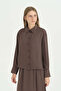 Basic Shirt Skirt Set - Brown - 2