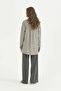 Knitted Mixed Fabric Shirt Tunic - Gray - 4