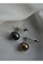 Black Pearl Earrings - Silver Color - - 3