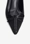 Women's Suede Heeled Shoes Stiletto Pointed Toe Bow and Knitted Detail Lily Black - 4