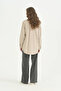 Striped Fabric Mixed Oversize Sports Tunic - Beige - 4