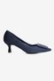 Women's Suede Heeled Shoes Stiletto Pointed Toe Buckle Detailed Nina Navy Blue - 2