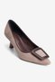 Women's Suede Heeled Shoes Stiletto Pointed Toe Buckle Detailed Nina Vizon - 3