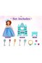 Kids Princess Fashion Doll Playset with Dressing Table, Vanity Mirror, Chair, Jewellery Accessories, Magic Wands, Bracelet & Gem Decorations, Pretend Beauty Dress-Up Toy Set for Girls, Role Play Gift - 3
