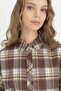 Plaid Fabric Detailed Oversized Tunic - Brown - 3