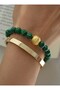 Malachite Natural Stone and Clamp Bracelet - Green - - 2