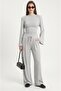Women's Cove Modal Touch Padded Back Lace-Up Blouse Elastic Pants Gray Bottom-Top Set