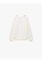 Bow Detailed Long Sleeve Crew Neck Ribbed Sweatshirt - 4