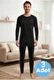 Men's Black Thermal Underwear Set 3-Piece Set - 5