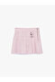 Thick Pleated Linen and Viscose Blend Skirt with Metal Buckle