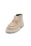 Beige Color Buckle Detailed Women's Loafer Boots - 4