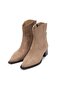 Mink Color Suede Western Style Short Boots - 2