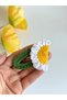 2 Pieces Hand Knitted Daisy Snap Buckle Organic Cotton Amigurumi Knitted Hair Clip Set - 2