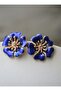 Enamel earrings - blue - - 3