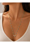 Women's Gold Color Turquoise Beaded Winged Heart Figured Elegant Necklace - 2