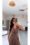Brown Deep V-Neck Thin Fabric Jumpsuit - 5