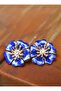 Enamel earrings - blue - - 2