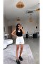 White Self-Belted Thick British Fabric Shorts - 6