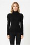 Women's Turtleneck Gathered Shoulder Detailed Ribbed Camisole Fabric Long Sleeve Blouse - 2