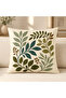 Bohemian Botanical Floral and Bird Patterned Embroidery-Look Decorative Throw Pillow Cover 43X43 cm – (Double-Sided) - 3