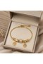 Gold Color Tree Figured Steel Women's Bracelet with Stylish Bead Detail Design - 2