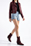 Burgundy Matte Leather Chain Buckle Detail Pointed Toe Western Cowboy Boots - 5