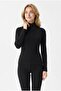 Women's Turtleneck Fold-Over Neck Ribbed Stretchy Long Sleeve Blouse - 2
