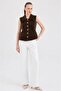 Polo Collar Women's Basic Soft Textured Vest - 7