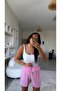 Pink Tensel Fabric Basic Shorts - 4