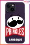 Deep Purple Pringles Barbeque Flavor Patterned Velvet Inside Silicone Case for iPhone 13/14 - 2
