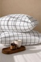 White Square Patterned Cotton Ranforce Fabric Zippered Pillowcase 2 Pieces 50X70 cm