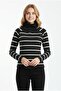 Women's Striped Degaje Collar Stretchy Twill Fabric Blouse
