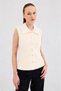Polo Collar Women's Basic Soft Textured Vest - 5