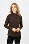 Women's Collar Button Detail Accessory Ribbed Long Sleeve Blouse - 2