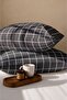 Anthracite Square Patterned Cotton Ranforce Fabric Zippered Pillowcase 2 Pieces 50X70 cm