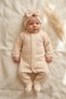 Dotted Heart Detailed Boneli Baby Girl Jumpsuit. Footed 100% Cotton 0-3 Months