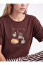 Crew Neck Printed Women's Pajama Set - 3
