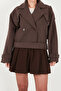 Cotton Regular Fit Soft Textured Cashmere Short Coat Women's Coat 6810286 - 5