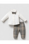 Baby Boy Gray Plaid 3-Piece Set - 3