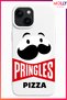White Pringles Pizza Flavor Patterned Velvet Interior Silicone Case for iPhone 15 - 2