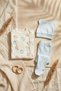 Tinypaws 100% Cotton 3-Piece Baby Boy Set - Teddy Bear Patterned Kimono Bodysuit, Pants with Booties, and Beret - 2
