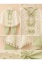 Baby Girl Heart Patterned 3-Piece Set Hooded Bowknot Pompom Poncho Badi Ribbed Trousers Stylish Baby Outfit Set - 4