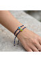 Blue and Yellow Glass Evil Eye Bead Double Set Adjustable Bracelet Bx0026