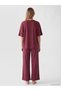 Ozmarka New Season Burgundy Crew Neck Women's Pajama Set - 4