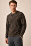 Continu Men's Winter Regular Fit Crew Neck Sweatshirt Brown