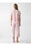 Ozmarka New Season Pink Crew Neck Printed Women's Capri Pajama Set - 4