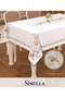 Simella Model Cream-God Detail 160x300 cm Linen Tablecloth, Modern Design BX - 2