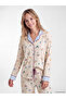 Ozmarka New Season Ecru Shirt Collar Printed Women's Pajama Set - 3