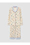 Ozmarka New Season Ecru Shirt Collar Printed Women's Pajama Set - 6